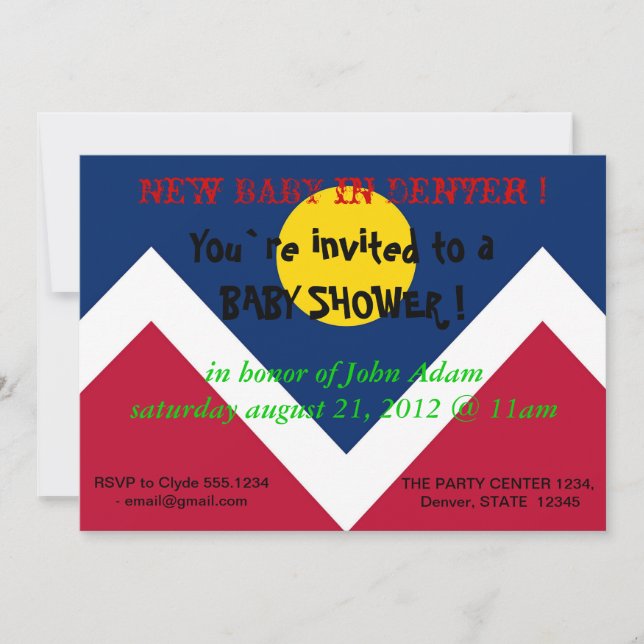 Invitación de Baby Shower con bandera de Denver Ci (Anverso)