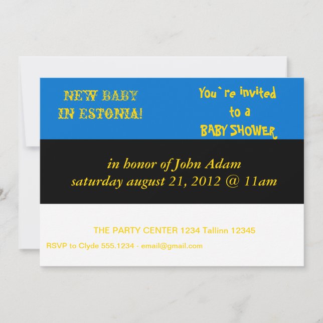 Invitación de Baby Shower con bandera de Estonia (Anverso)