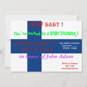 Invitación de Baby Shower con bandera de Finlandia