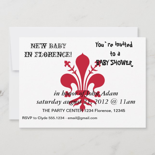 Invitación de Baby Shower con bandera de Florencia (Anverso)
