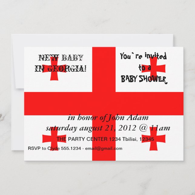 Invitación de Baby Shower con bandera de Georgia (Anverso)