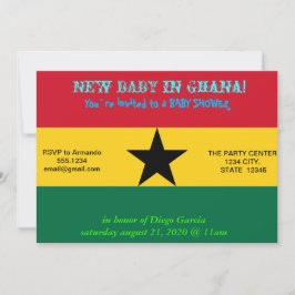 Invitación de Baby Shower con bandera de Ghana