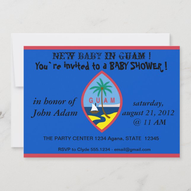 Invitación de Baby Shower con bandera de Guam (Anverso)