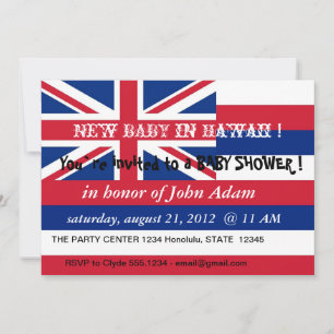 Invitación de Baby Shower con bandera de Hawái