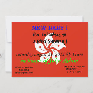 Invitación de Baby Shower con bandera de Hong Kong