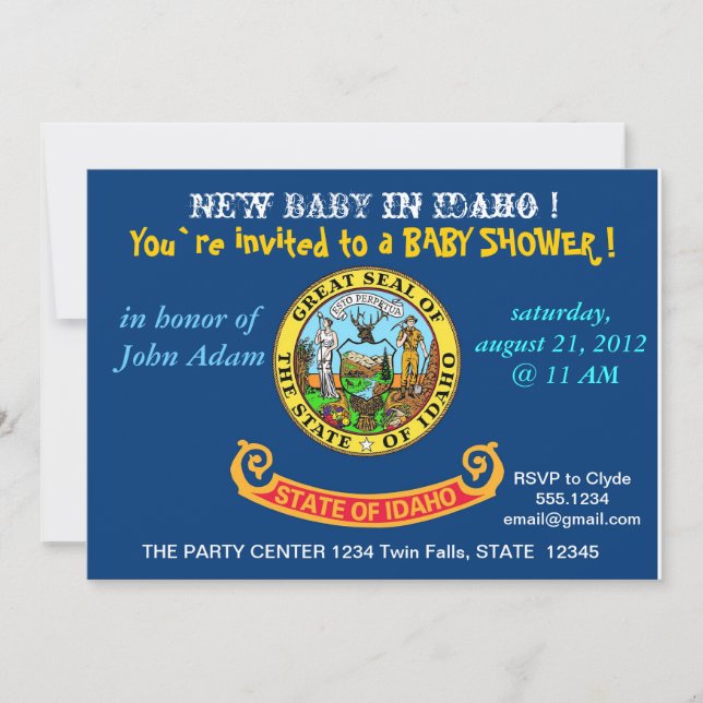 Invitación de Baby Shower con bandera de Idaho (Anverso)