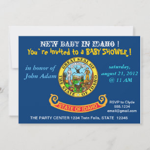 Invitación de Baby Shower con bandera de Idaho