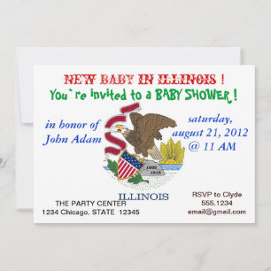 Invitación de Baby Shower con bandera de Illinois