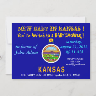 Invitación de Baby Shower con bandera de Kansas