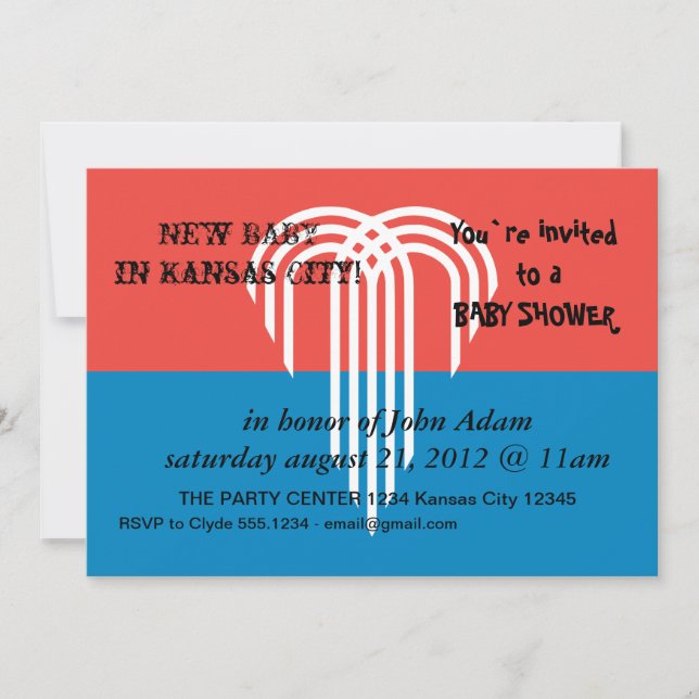 Invitación de Baby Shower con bandera de Kansas Ci (Anverso)
