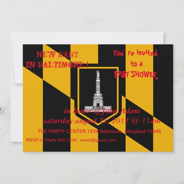 Invitación de Baby Shower con bandera de la ciudad (Anverso)