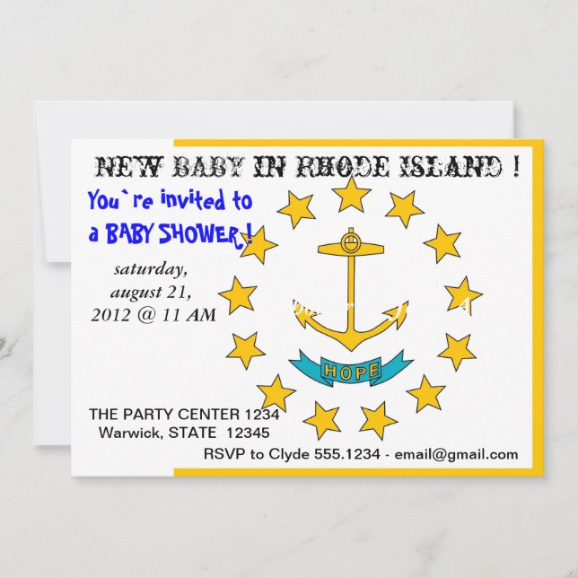 Invitación de Baby Shower con bandera de la isla R (Anverso)