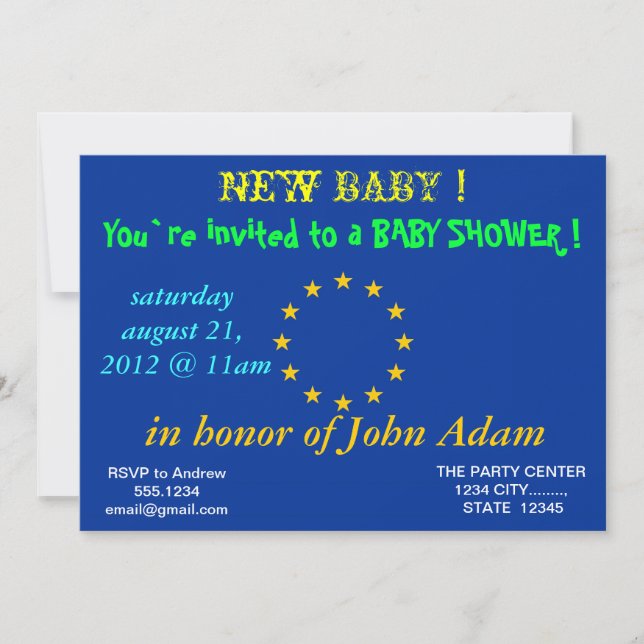 Invitación de Baby Shower con bandera de la Unión  (Anverso)