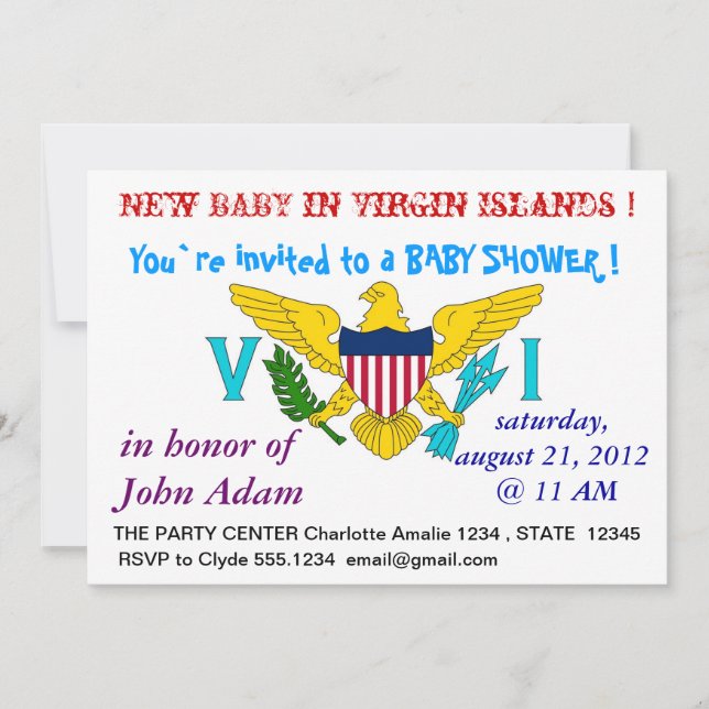 Invitación de Baby Shower con bandera de las Islas (Anverso)