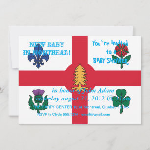 Invitación de Baby Shower con bandera de Montreal