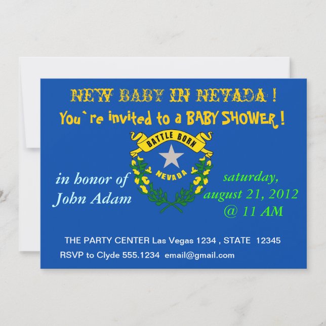 Invitación de Baby Shower con bandera de Nevada (Anverso)