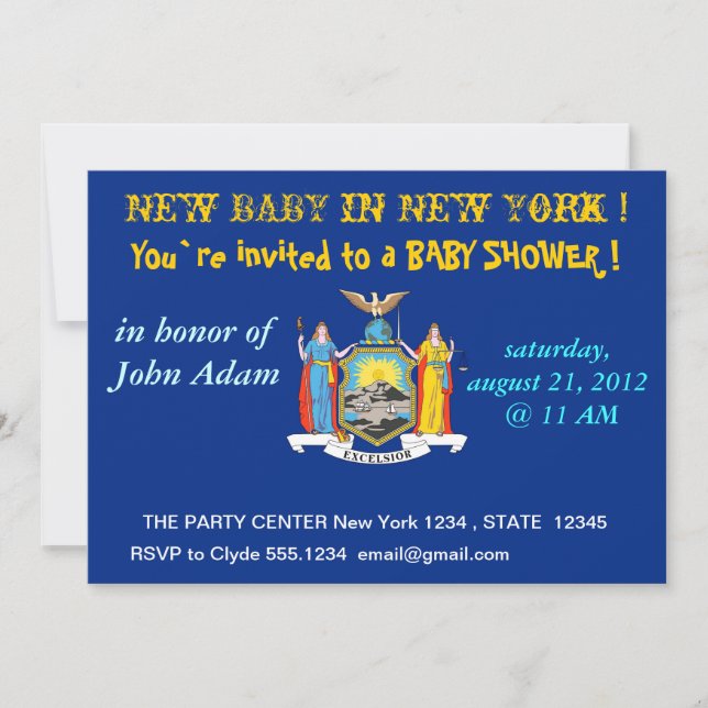 Invitación de Baby Shower con bandera de Nueva Yor (Anverso)