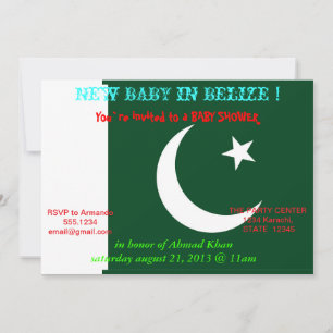 Invitación de Baby Shower con bandera de Pakistán