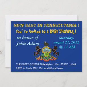 Invitación de Baby Shower con bandera de Pensilvan