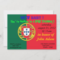 Invitación de Baby Shower con bandera de Portugal