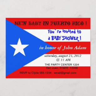 Invitación de Baby Shower con bandera de Puerto Ri