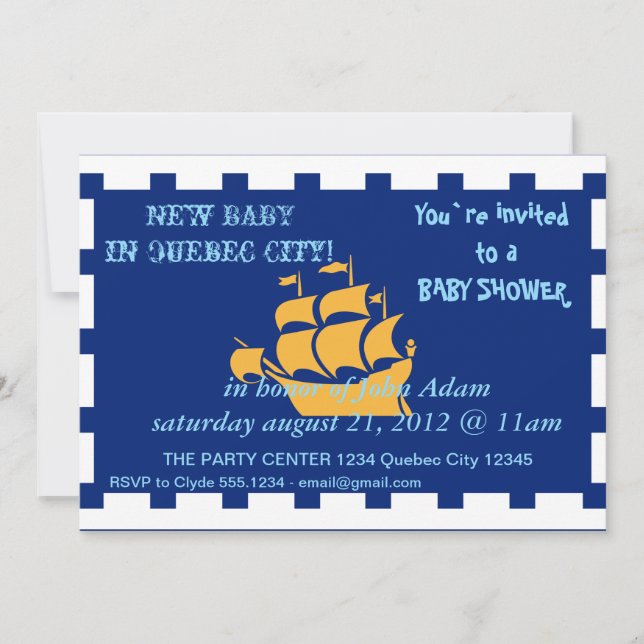 Invitación de Baby Shower con bandera de Quebec (Anverso)