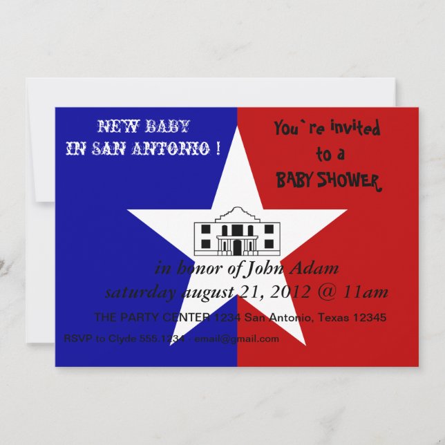 Invitación de Baby Shower con bandera de San Anton (Anverso)