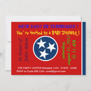 Invitación de Baby Shower con bandera de Tennessee
