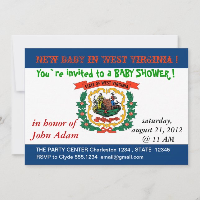 Invitación de Baby Shower con bandera de Virginia  (Anverso)