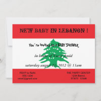 Invitación de Baby Shower con bandera del Líbano