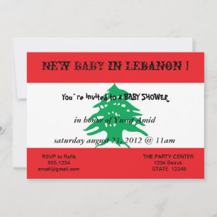 Invitación de Baby Shower con bandera del Líbano