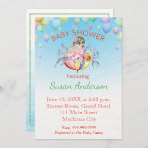 Invitación de Baby Shower con bebé en el paraguas