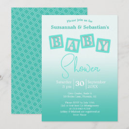 Invitación de Baby Shower con bloques de BABY Ombr