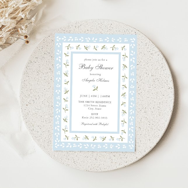 Invitación de Baby Shower con Borde Floral Delicad (Subido por el creador)