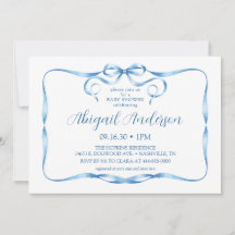 Invitación de baby shower con cinta de acuarela az