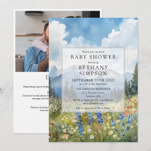 Invitación de Baby Shower con Código QR de Pradera