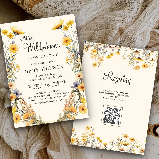 Invitación de Baby Shower con Código QR Floral de  (Subido por el creador)