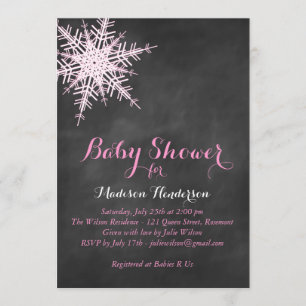 Invitación de Baby Shower con copo de nieve en Cha