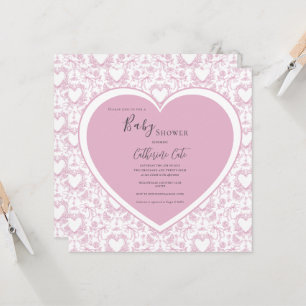 Invitación de baby shower con corazón caprichoso d