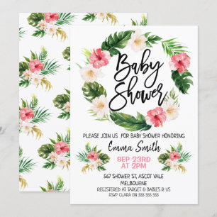 Invitación de Baby Shower con Corona Floral Tropic