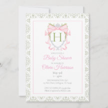 Invitación de baby shower con cresta de acuarela y