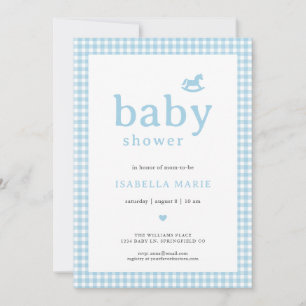 Invitación de Baby Shower con Cuadros Azules Clási