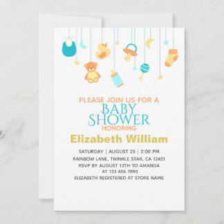 Invitación de Baby Shower con Decoraciones Elegant