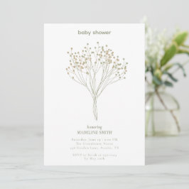 Invitación de baby shower con delicado arte floral