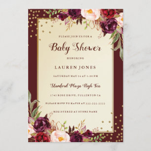 Invitación de Baby Shower con Destello Floral Dora