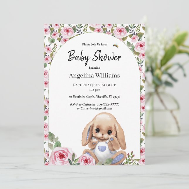 Invitación de Baby Shower con diseño personalizado (Anverso de pie)