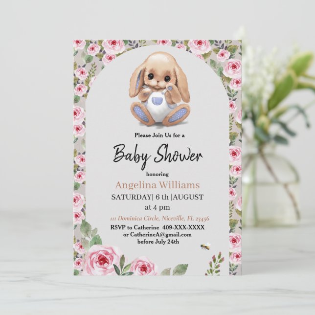 Invitación de Baby Shower con diseño personalizado (Anverso de pie)
