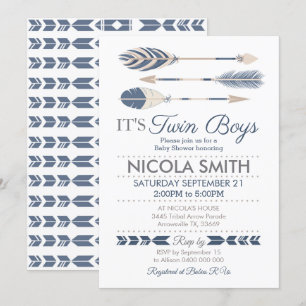 Invitación de Baby Shower con doble flecha tribal 