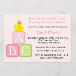 Invitación de Baby Shower con Duckie y los bloques