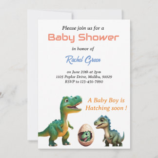 Invitación de Baby Shower con eclosión de dinosaur